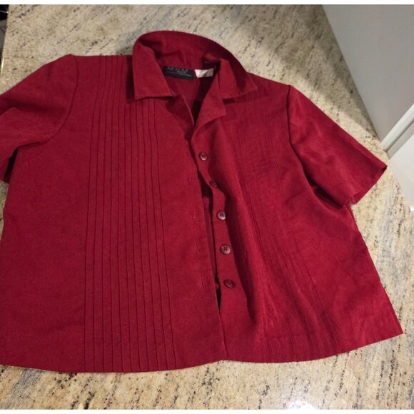 VTG MHM Mellisa Harper Red Dress & Jacket Set Size 10 Petite Side Slits - Picture 3 of 16